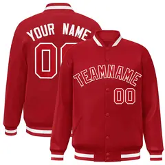 Red Red-White Classic Varsity Full-Snap Letterman Jacket 1