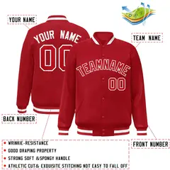 Red Red-White Classic Varsity Full-Snap Letterman Jacket 2