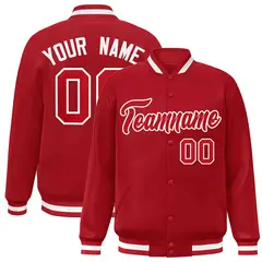 Red Red-White Classic Varsity Full-Snap Letterman Jacket 1