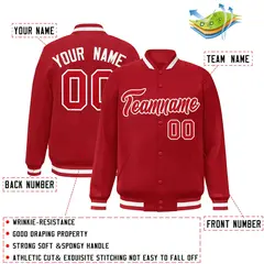 Red Red-White Classic Varsity Full-Snap Letterman Jacket 2