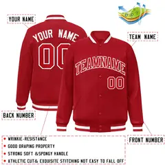 Red Red-White Classic Varsity Full-Snap Letterman Jacket 2