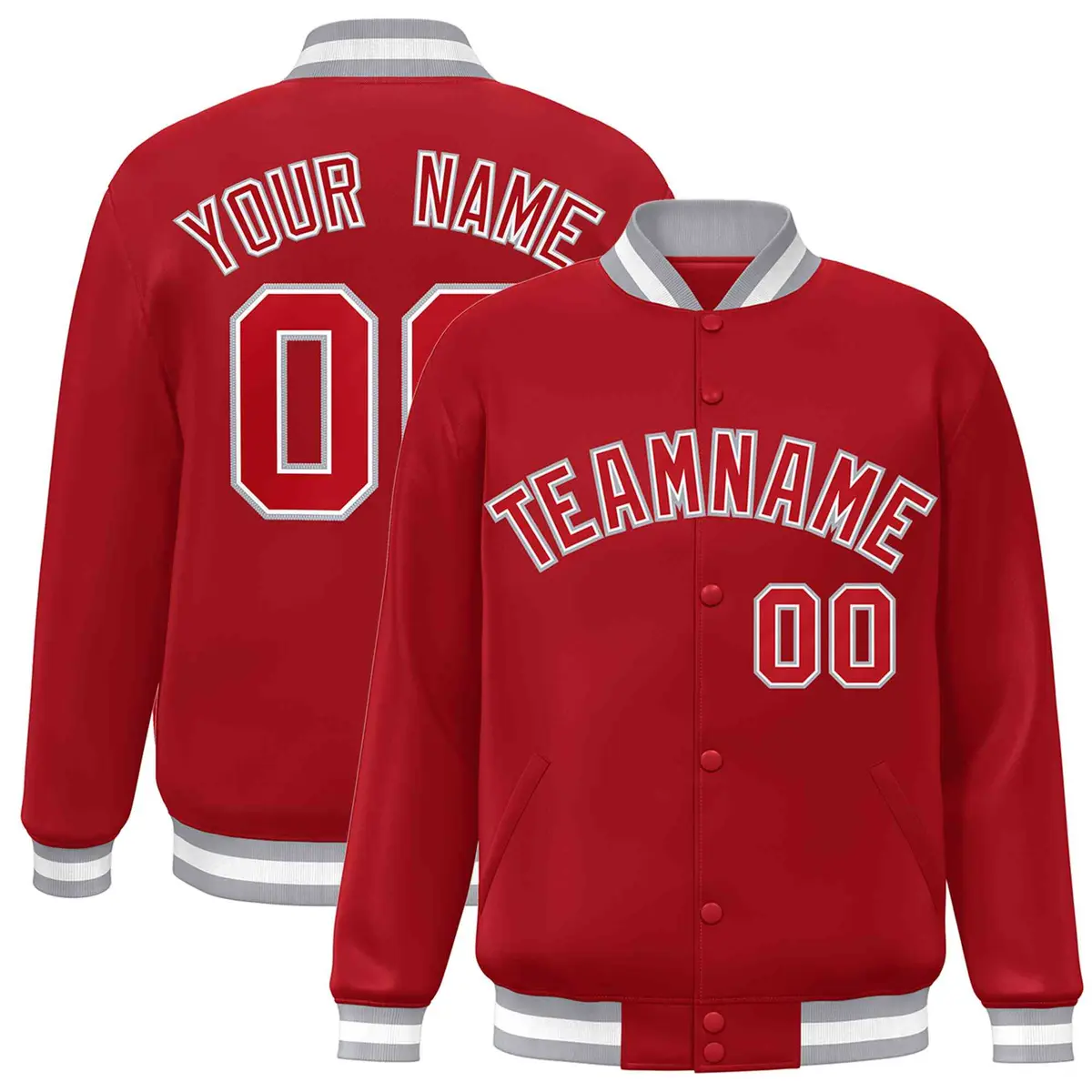 Red Red-White Classic Varsity Full-Snap Letterman Jacket