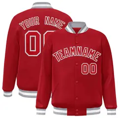Red Red-White Classic Varsity Full-Snap Letterman Jacket 1