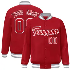 Red Red-White Classic Varsity Full-Snap Letterman Jacket 1