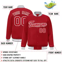 Red Red-White Classic Varsity Full-Snap Letterman Jacket 2