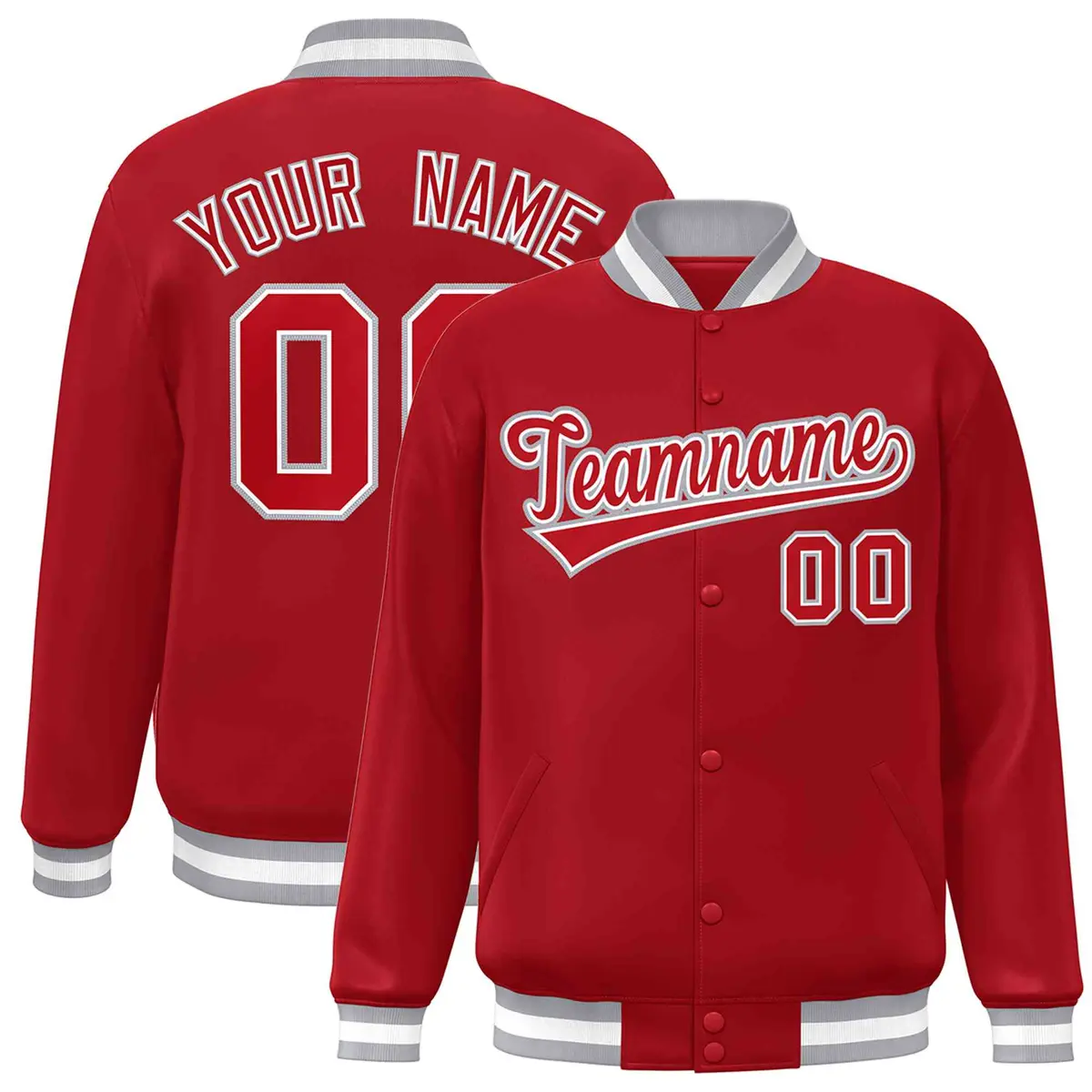 Red Red-White Classic Varsity Full-Snap Letterman Jacket