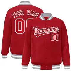 Red Red-White Classic Varsity Full-Snap Letterman Jacket 1