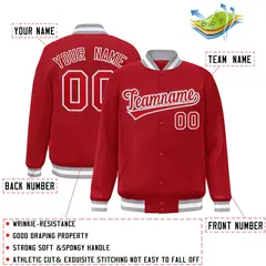 Red Red-White Classic Varsity Full-Snap Letterman Jacket 2