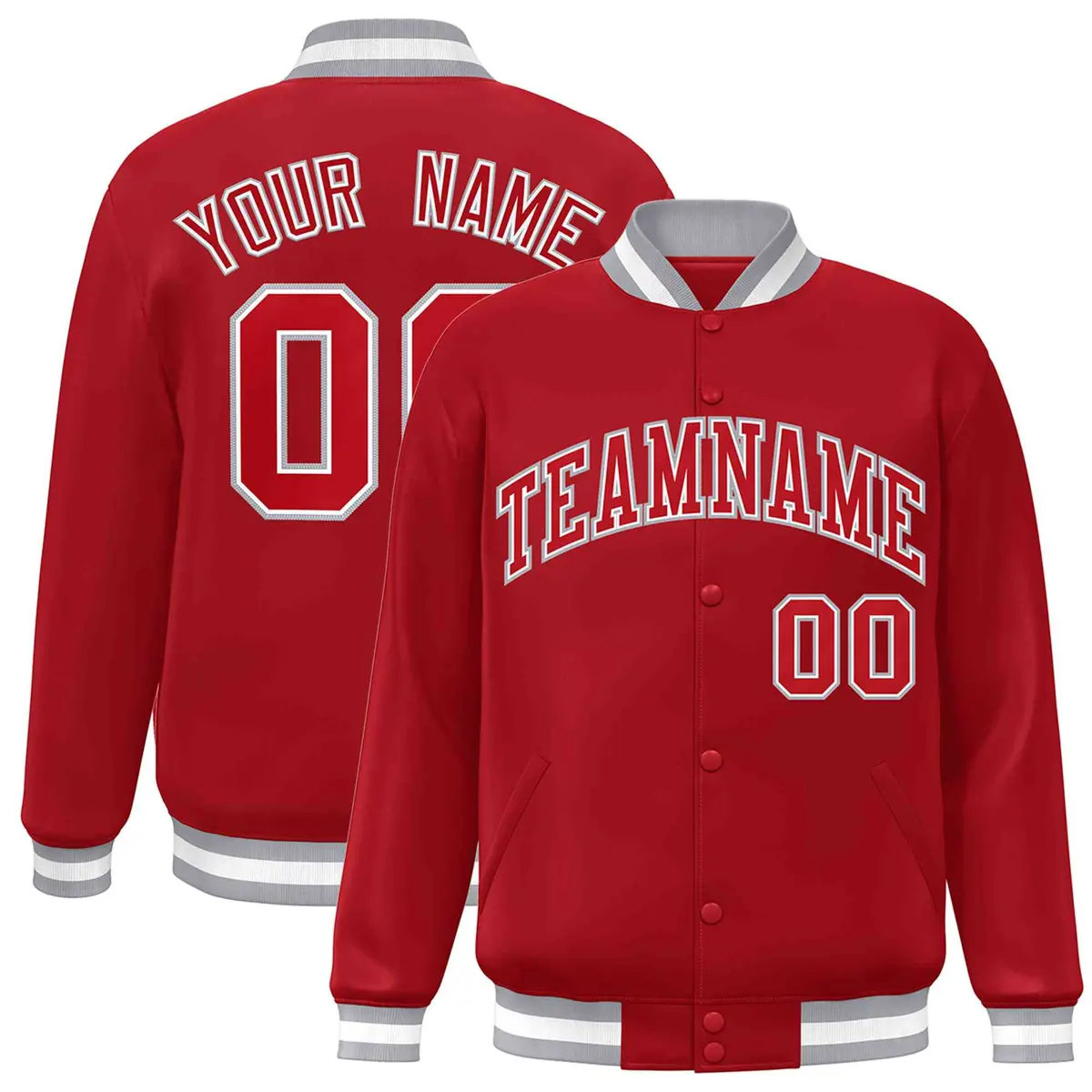Red Red-White Classic Varsity Full-Snap Letterman Jacket