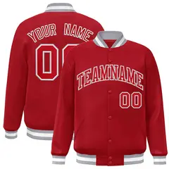 Red Red-White Classic Varsity Full-Snap Letterman Jacket 1