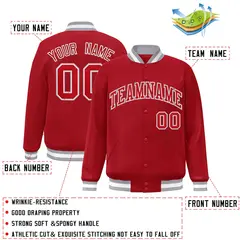 Red Red-White Classic Varsity Full-Snap Letterman Jacket 2