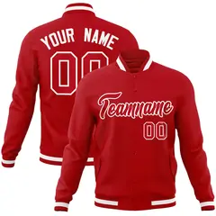Red Red-White Classic Varsity Full-Snap Letterman Jacket