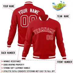 Red Red-White Classic Varsity Full-Snap Letterman Jacket 4