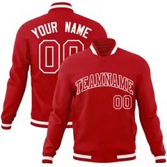 Red Red-White Classic Varsity Full-Snap Letterman Jacket 1