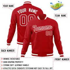 Red Red-White Classic Varsity Full-Snap Letterman Jacket 4