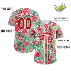 Red Red-White Graffiti Watermelon Authentic Baseball Jersey 2