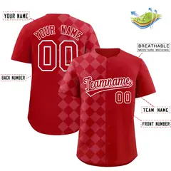 Red Rhombus Design Authentic Baseball Jersey 2