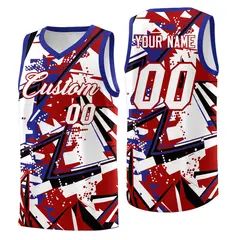 Red Royal Abstract Graffiti Uniform Basketball Jersey 1