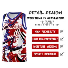Red Royal Abstract Graffiti Uniform Basketball Jersey 2