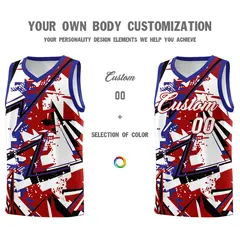 Red Royal Abstract Graffiti Uniform Basketball Jersey 3