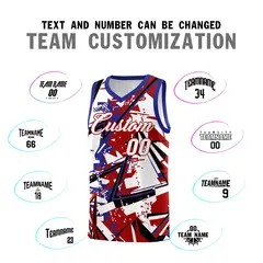Red Royal Abstract Graffiti Uniform Basketball Jersey 4