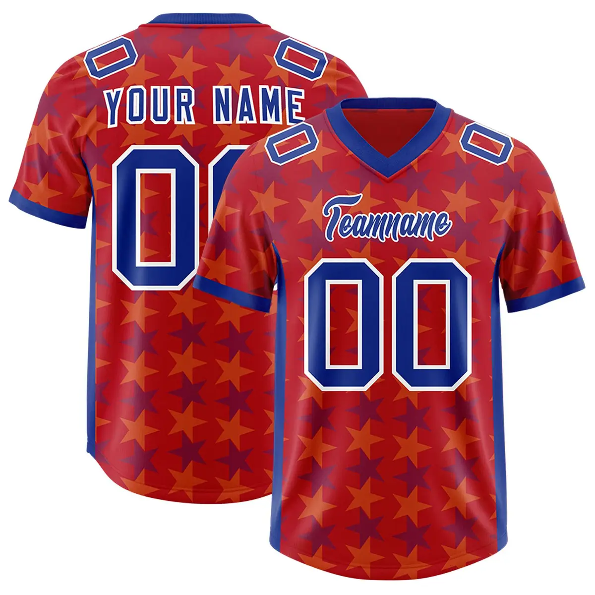 Red Royal All Star Graffiti Pattern Football Jersey
