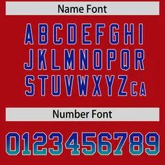 Red Royal and Bright Green Gradient Sides Football Jersey 4