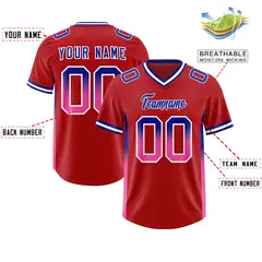 Red Royal and Pink Gradient Sides Fashion Football Jersey 2