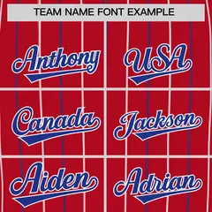 Red Royal and White Bi-Color Stripes Fashion Baseball Jersey 3