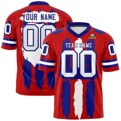 Red Royal and White Graffiti Flag Football Jersey 1