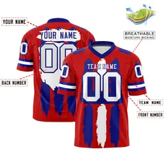 Red Royal and White Graffiti Flag Football Jersey 2