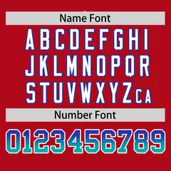 Red Royal-Aqua Gradient Font Side Baseball Jersey 4