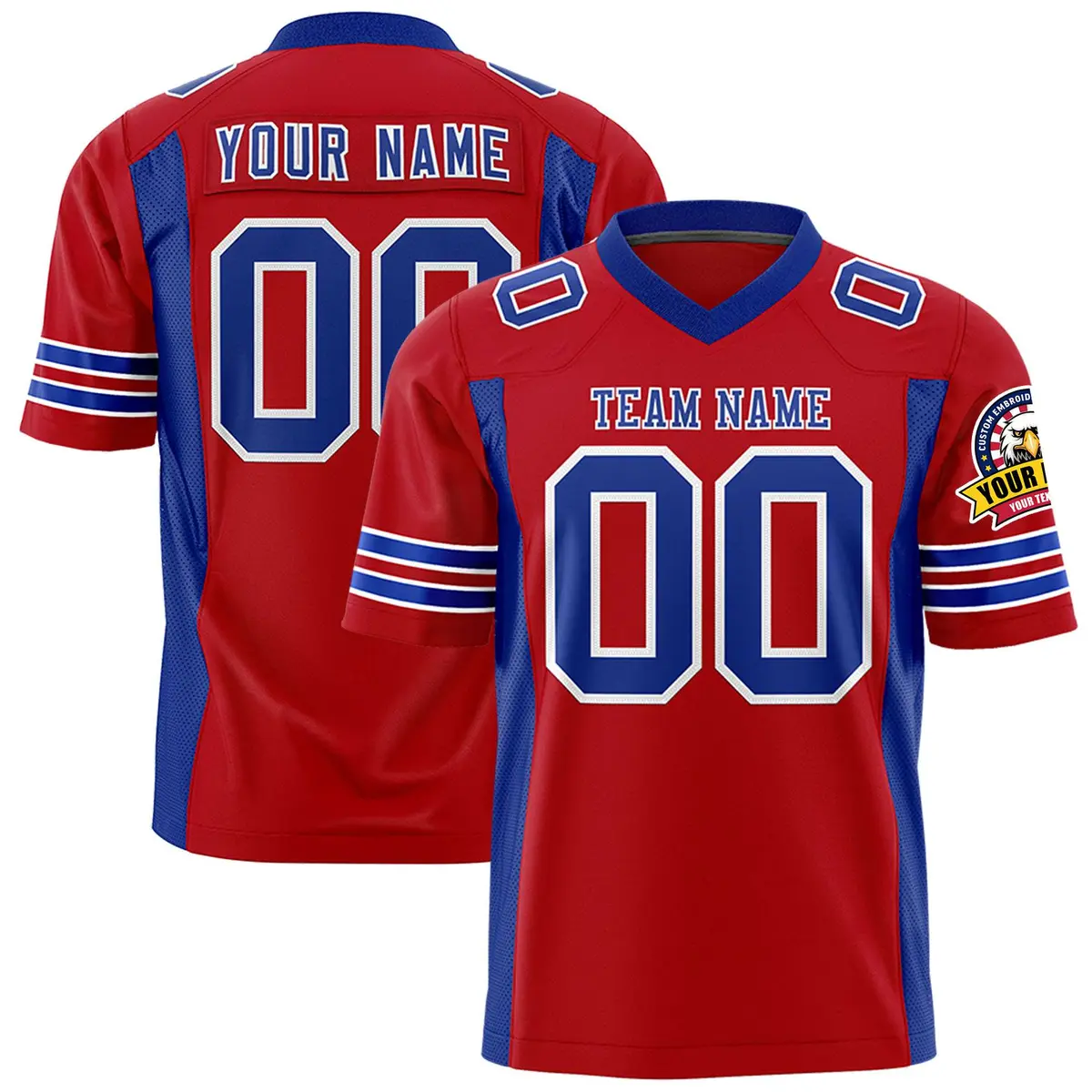 Red Royal Authentic Football Jersey Insert Color Design