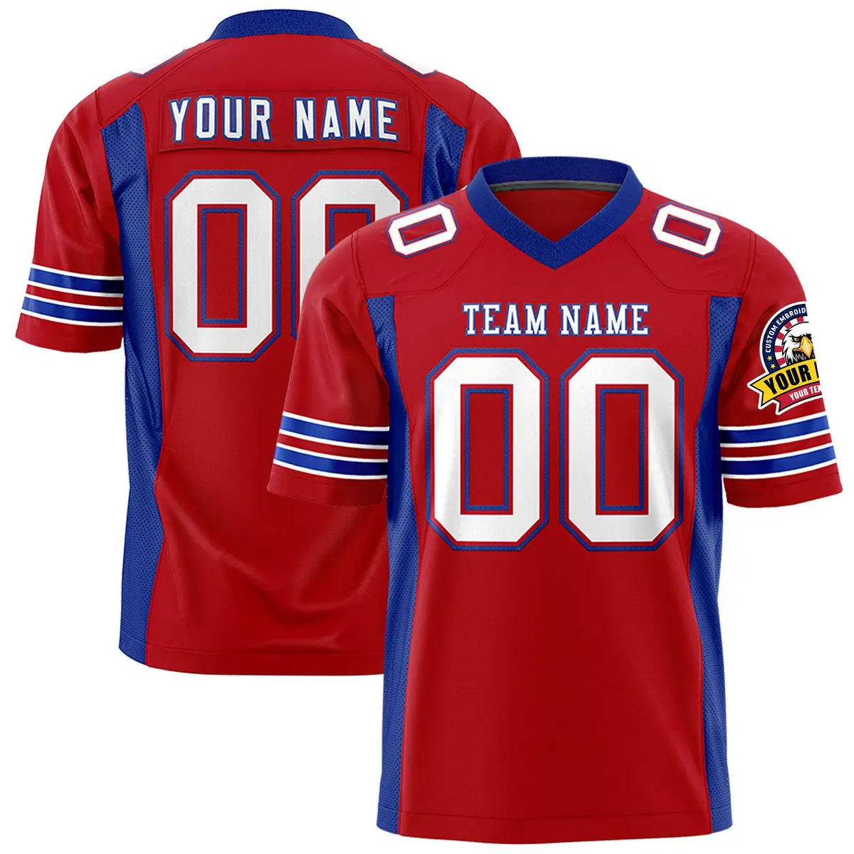 Red Royal Authentic Football Jersey Insert Color Design