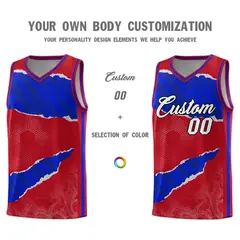 Red Royal-Black Tear Graffiti Sports Basketball Jersey 3