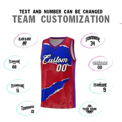 Red Royal-Black Tear Graffiti Sports Basketball Jersey 4