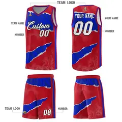 Red Royal-Black Tear Graffiti Sports Basketball Jersey 5