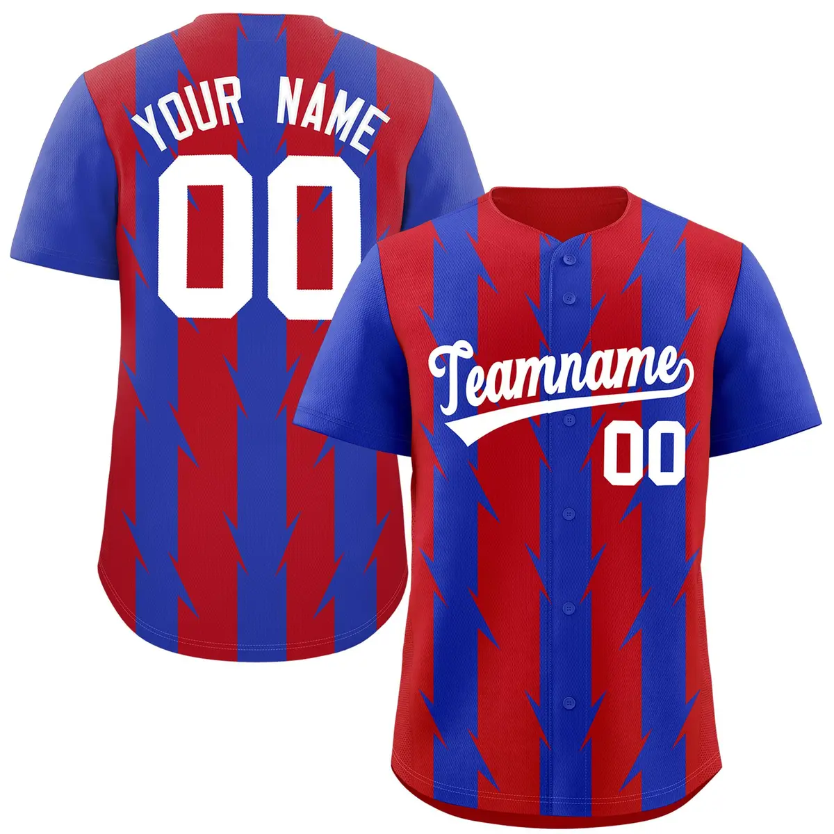 Red Royal Blade Pattern Raglan Baseball Jersey