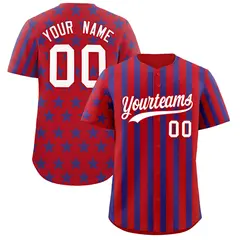 Red Royal Blue American Flag Graffiti Baseball Jersey 1