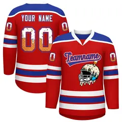 Red Royal Blue Ice Cream Helmet Pattern Hockey Jersey