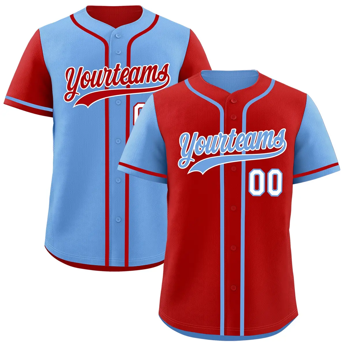 Red Royal Blue Reversible Raglan Baseball Jersey