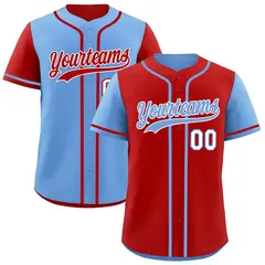 Red Royal Blue Reversible Raglan Baseball Jersey