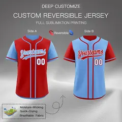 Red Royal Blue Reversible Raglan Baseball Jersey 2