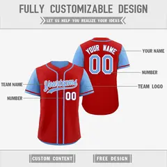 Red Royal Blue Reversible Raglan Baseball Jersey 3