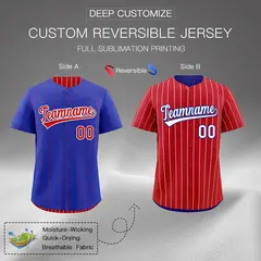 Red Royal Blue Reversible Stripe Baseball Jersey 2