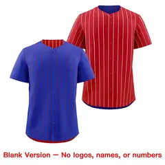 Red Royal Blue Reversible Stripe Baseball Jersey 8