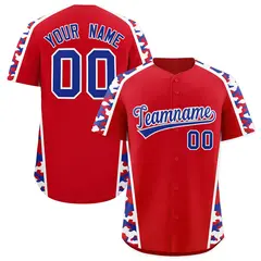 Red Royal Blue Side Camo Baseball Jersey