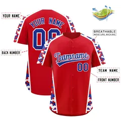 Red Royal Blue Side Camo Baseball Jersey 2