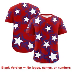 Red Royal Blue Star Graffiti Baseball Jersey 9
