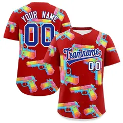 Red Royal Blue Sugar-Coated Firepower Graffiti Baseball Jersey